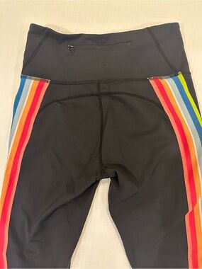 IVL Black Active Leggings with Rainbow Side Stripes Size 6/small